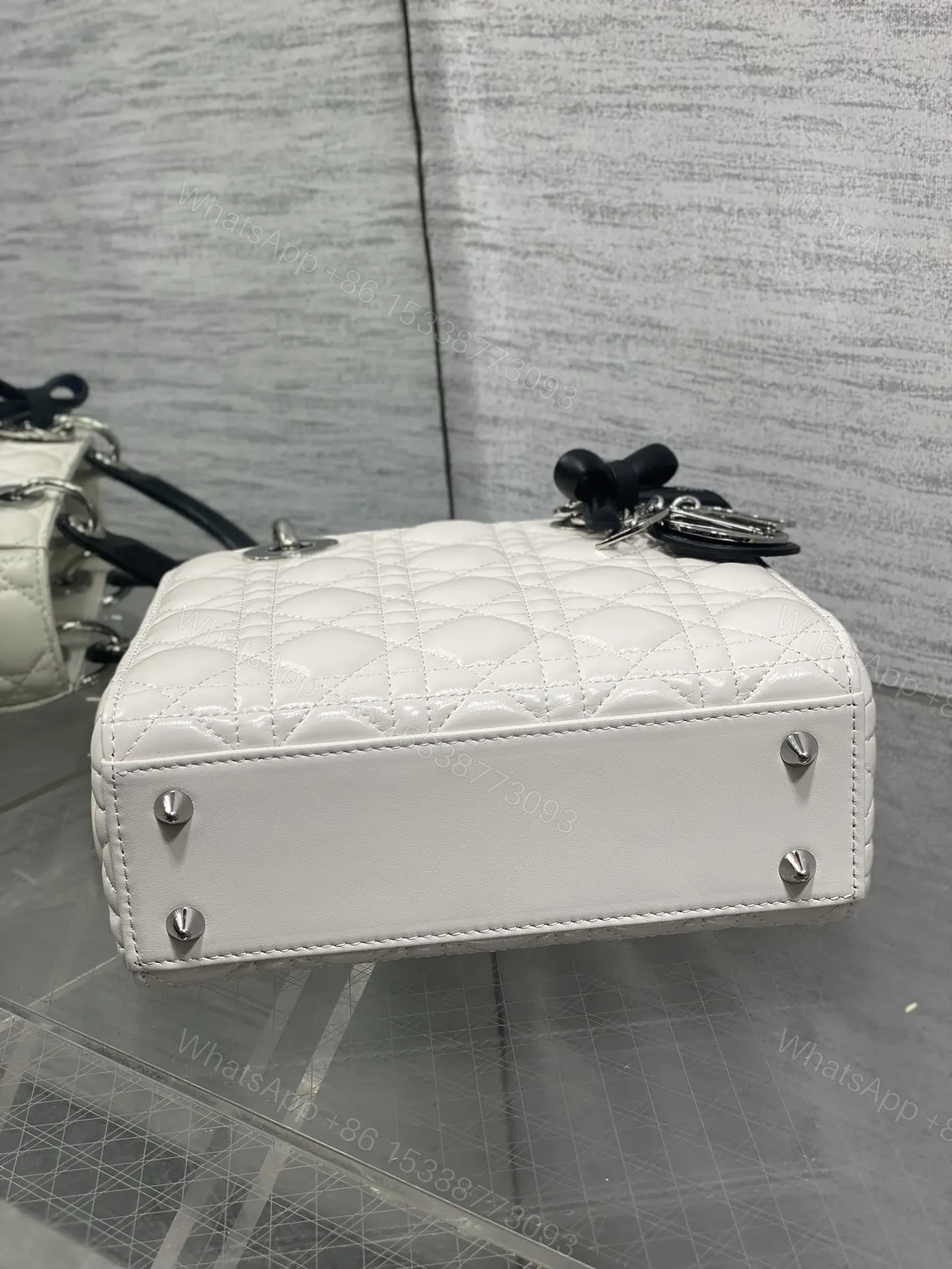 View 4 of DIOR Lady Dior Bag with Chain Two-Tone Latte and Black
