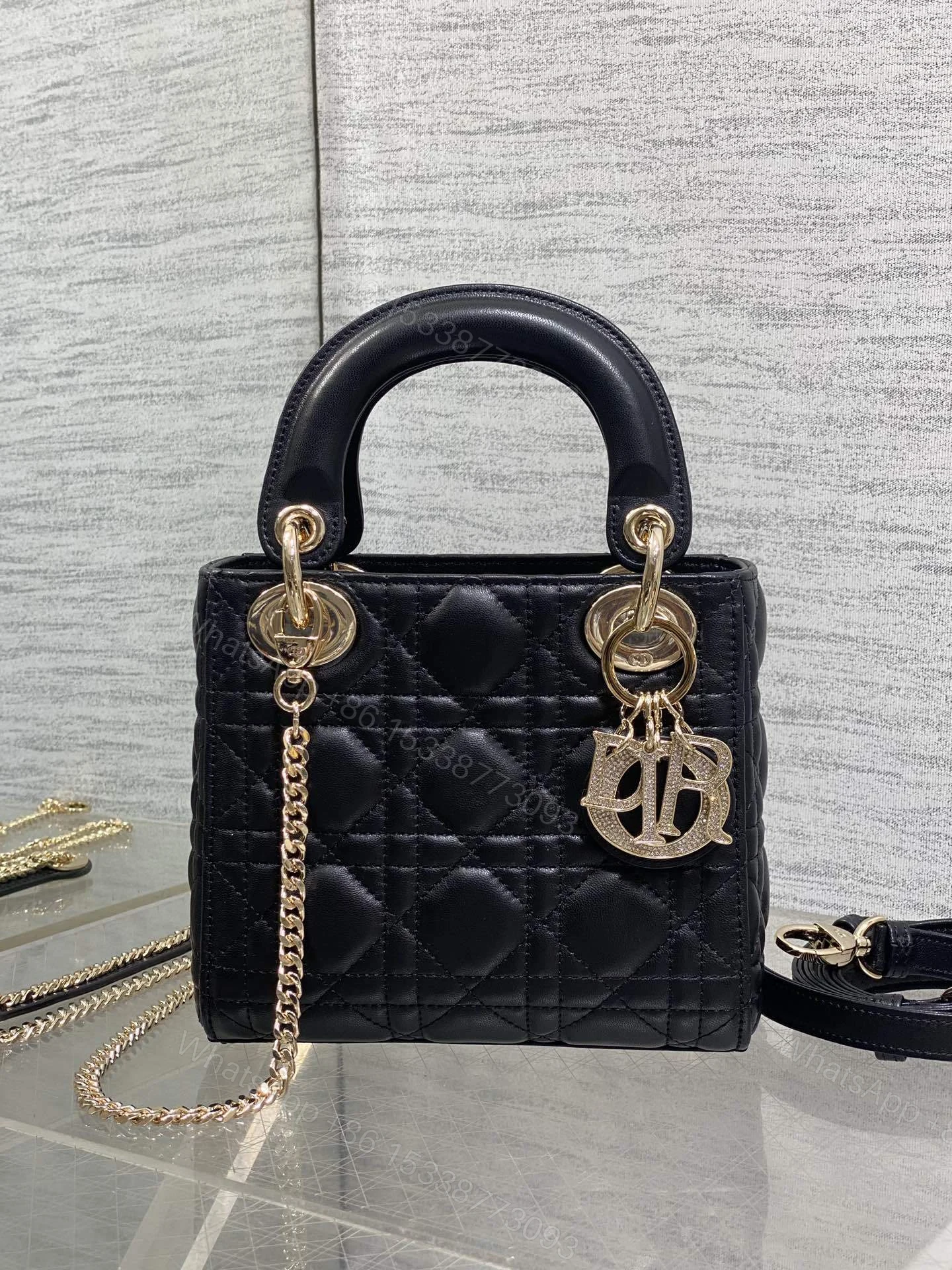 View 2 of Christian Dior Mini Lady Dior bag in Black