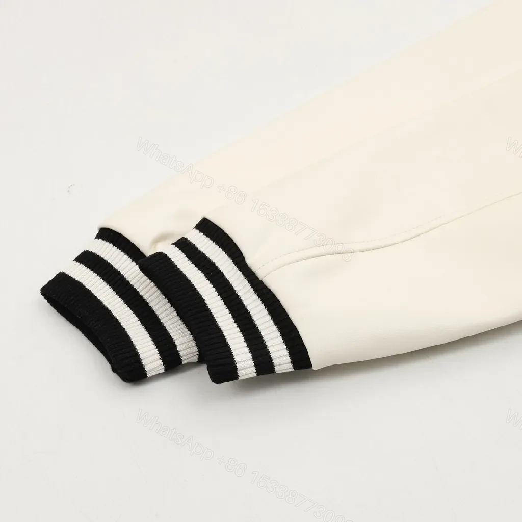 View 8 of Black/Ivory Varsity Bomber - Logo Detail, Lightweight Premium Jacket
