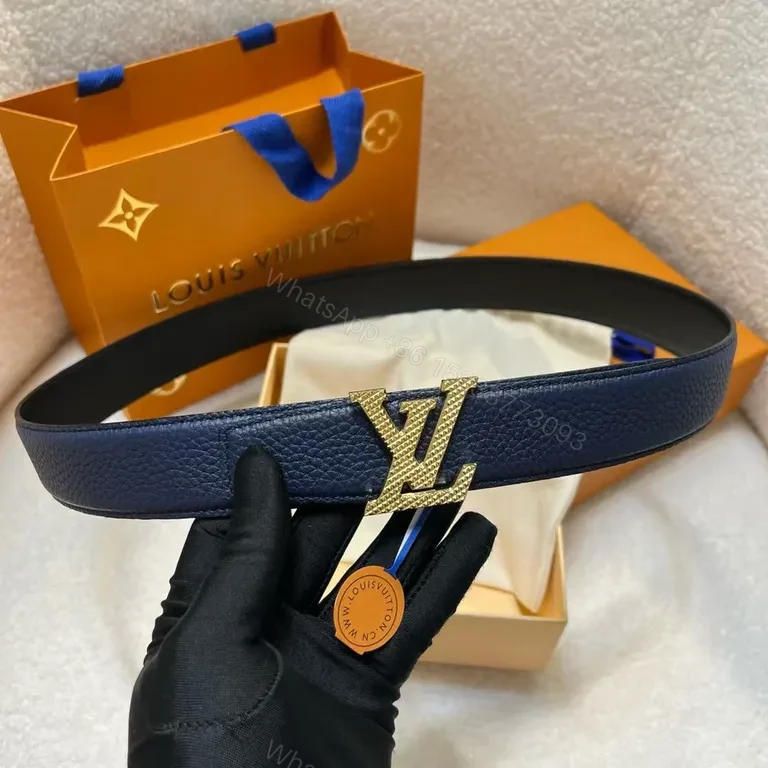 View 5 of Bold Navy Leather Belt with LV Buckle â€“ Modern Everyday Luxury