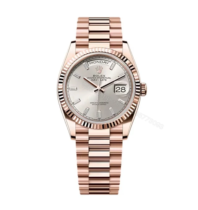 Superclone Rolex Day-Date Silver Diamond Dial 128235-0087 36 mm — view 1