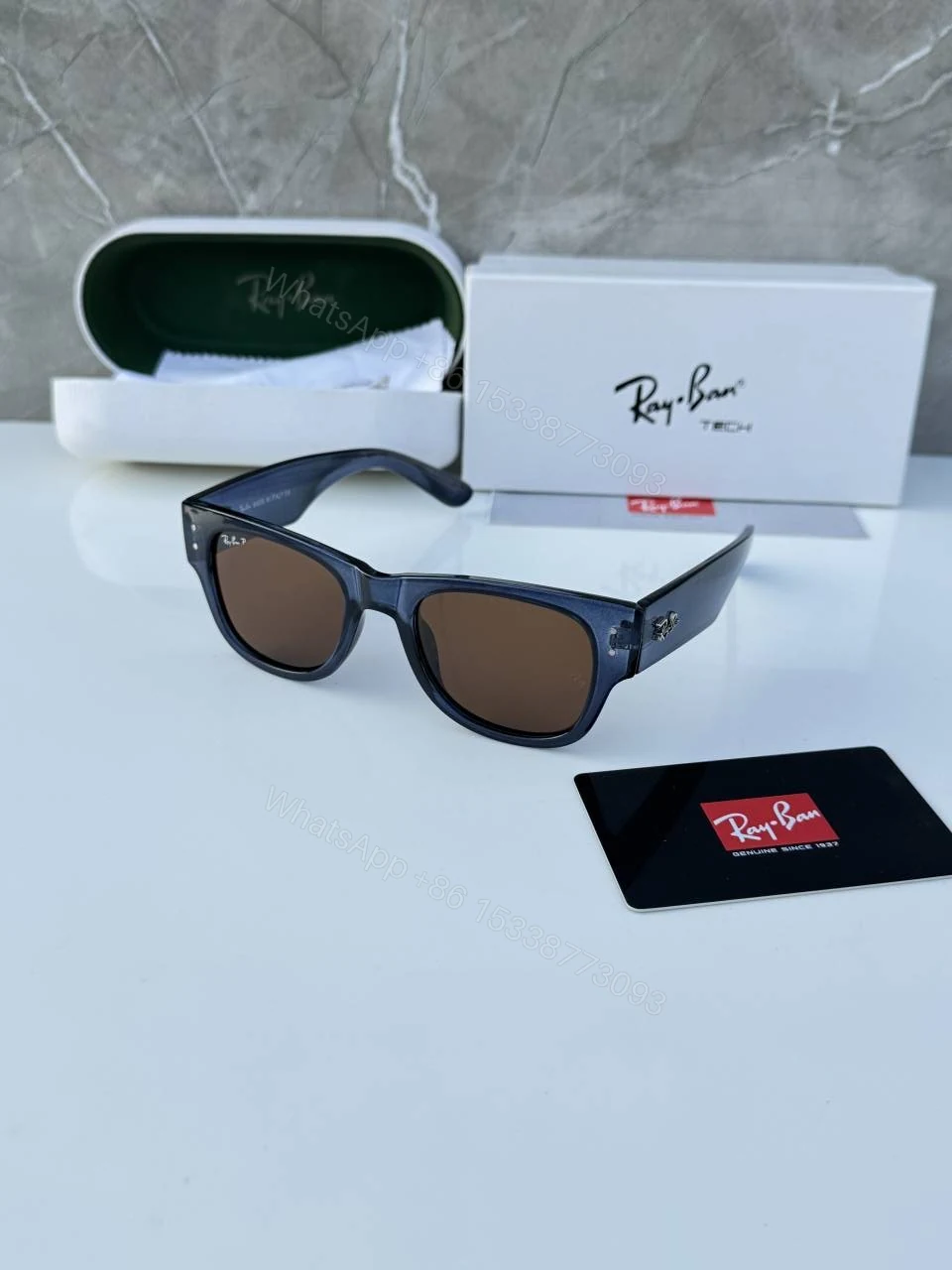 First Copy Ray Ban 0840 Blue Brown Premium Designer Sunglasses UV Protection Luxury Eyewear — view 1