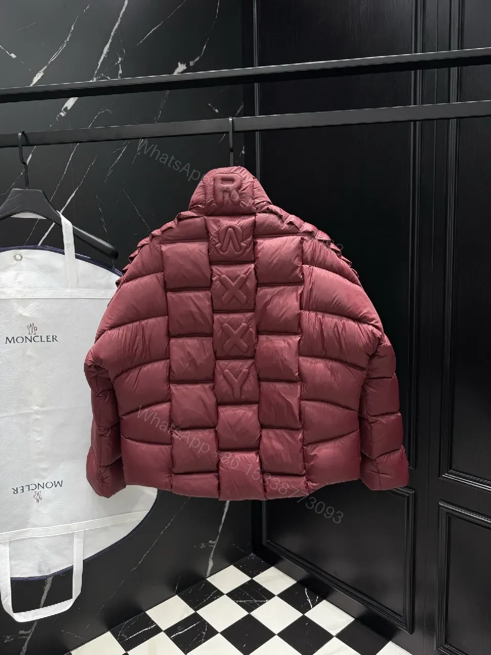 View 2 of Burgundy Quilted Puffer Jacket: Rich Texture, Warmth