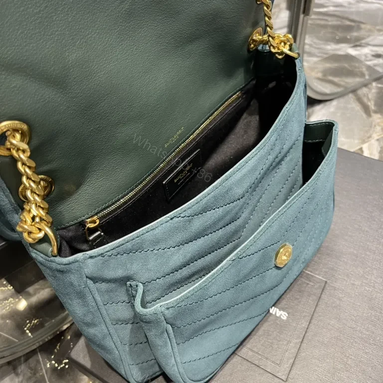 View 2 of Teal Quilted Crossbody: Luxe Calfskin, YSL Hardware Bag