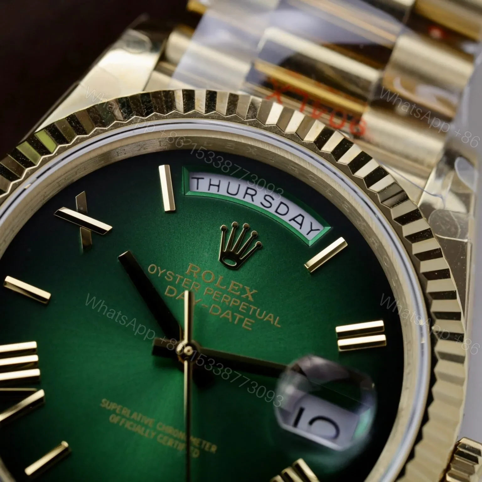 View 5 of Superclone Rolex Day-Date Green Ombré Dial 128238-0118 36 mm
