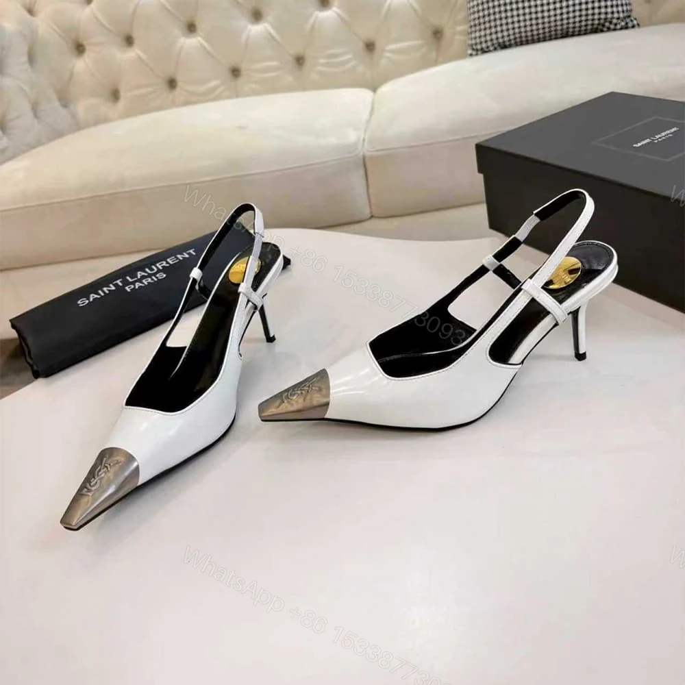 View 4 of YSL JEANNE slingback pumps in glazed leather