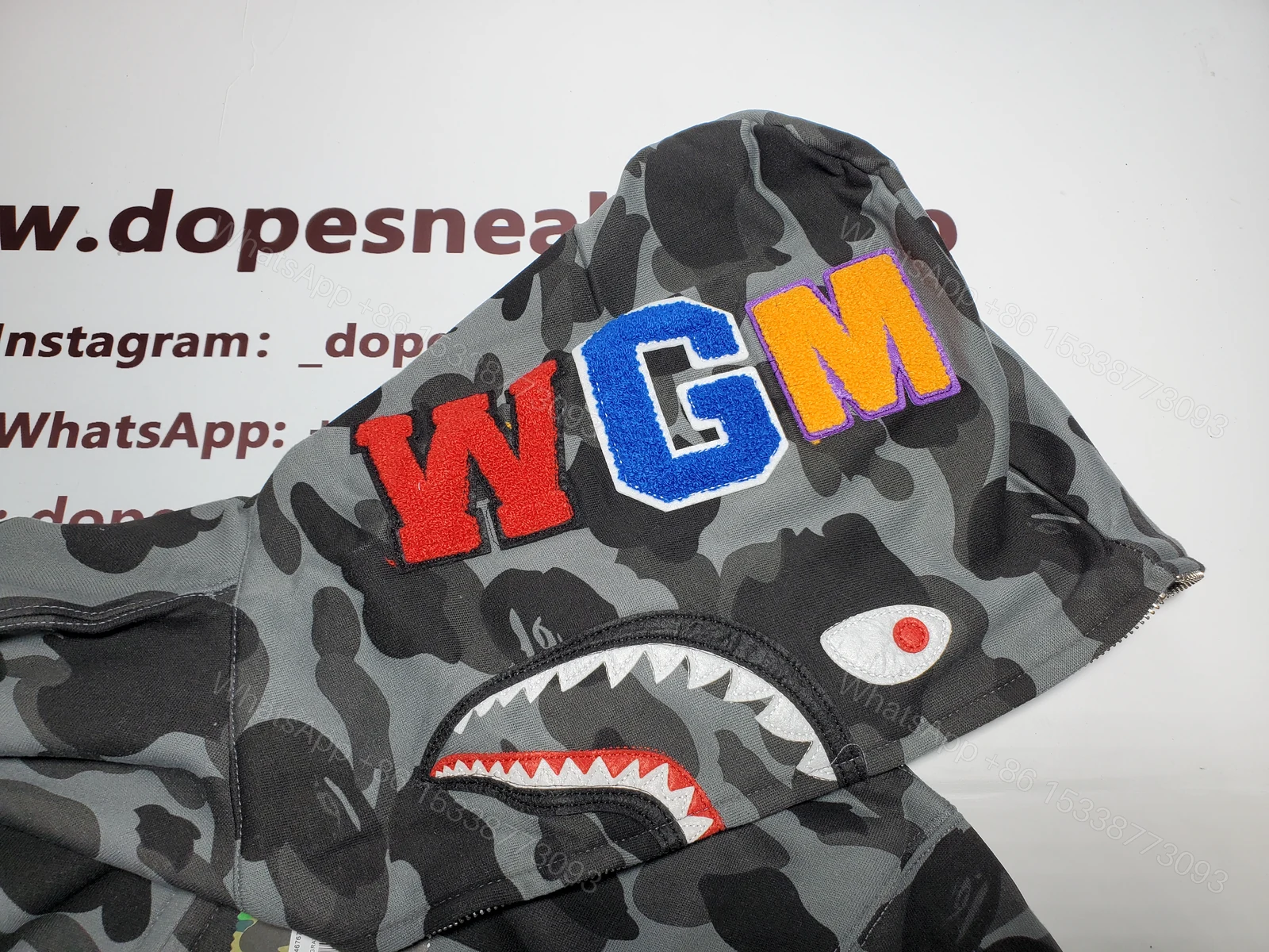 View 3 of BAPE Color Camo Shark Zip Hoodie Black 4580793319054