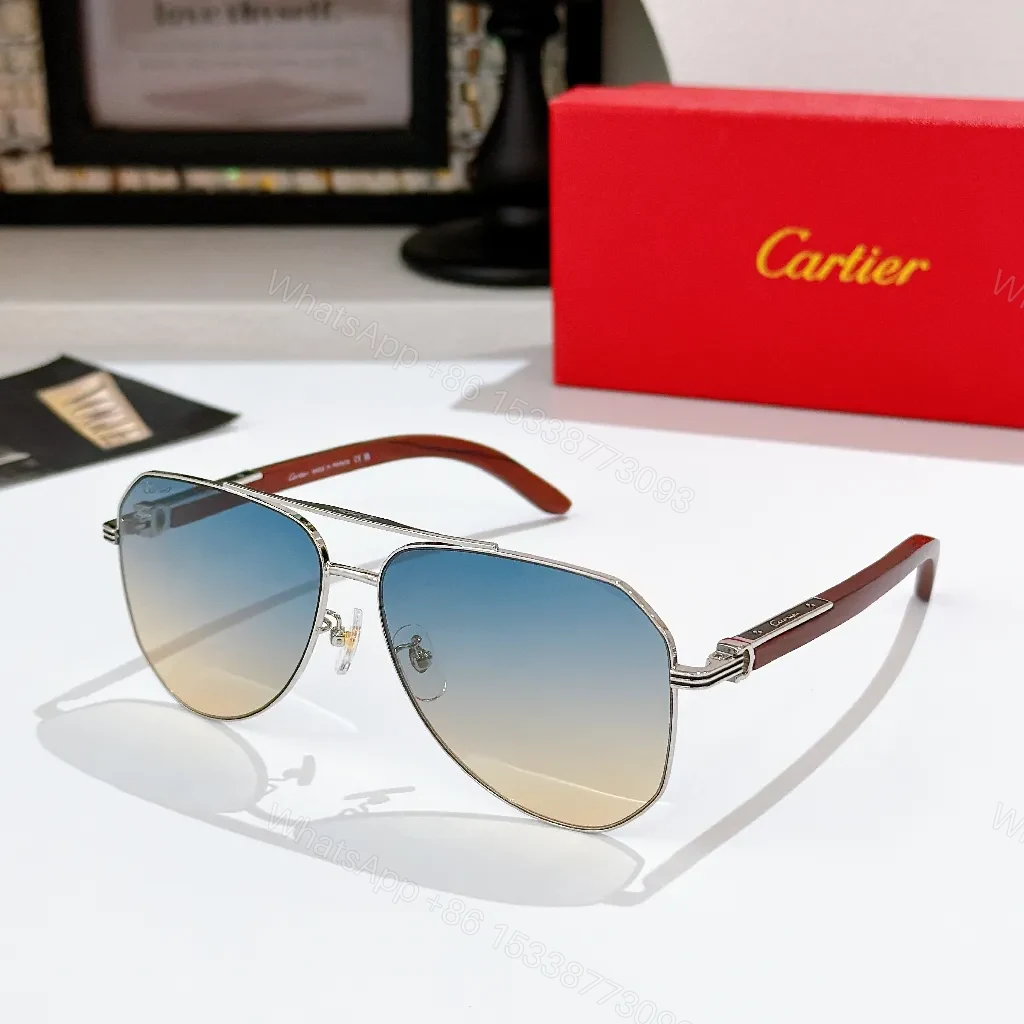 View 7 of Sleek Aviator Sunglasses: Metal Frame, Subtle Cartier Flair