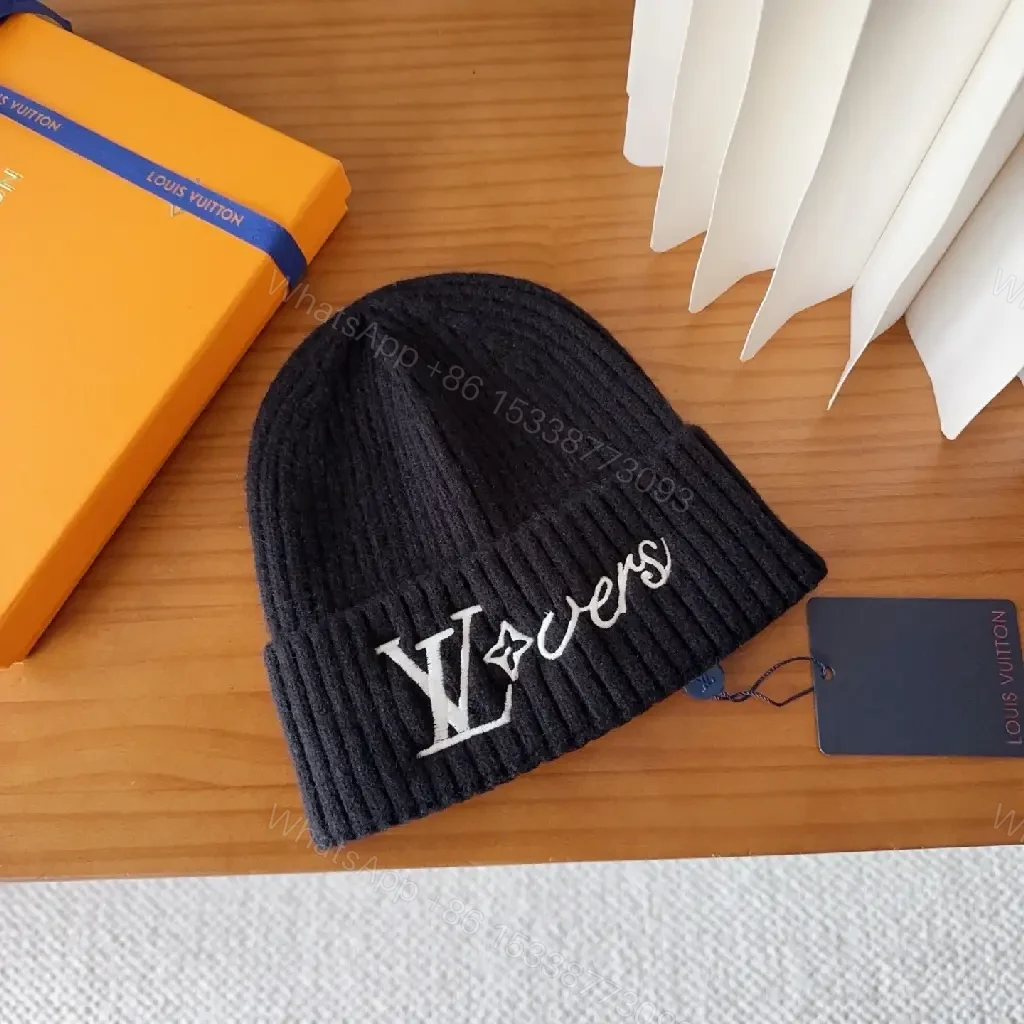 Edgy Knit Beanie: Black Rib—Signature LV Stitching, Luxe Warmth — view 1