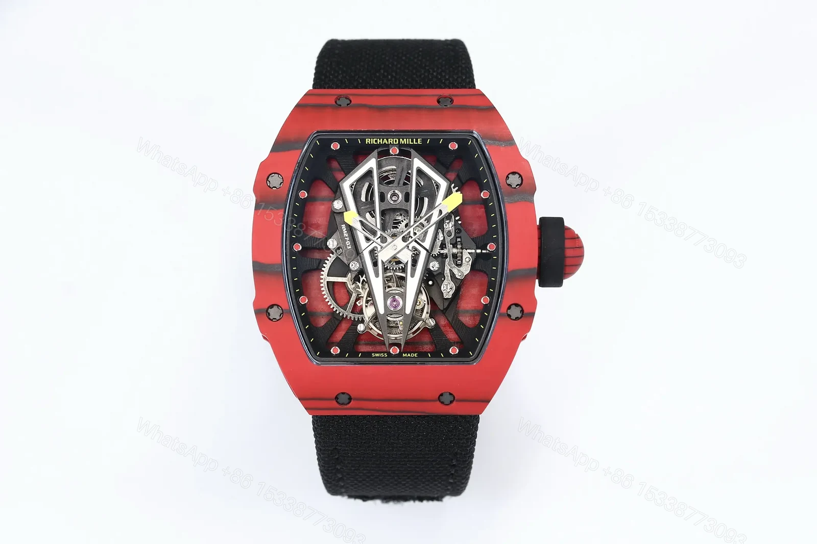 KV Factory Richard Mille RM27-03 Ultra-Light Tourbillon Watch – Red Carbon Fiber Case, Black Strap, Spanish Matador Design — view 1