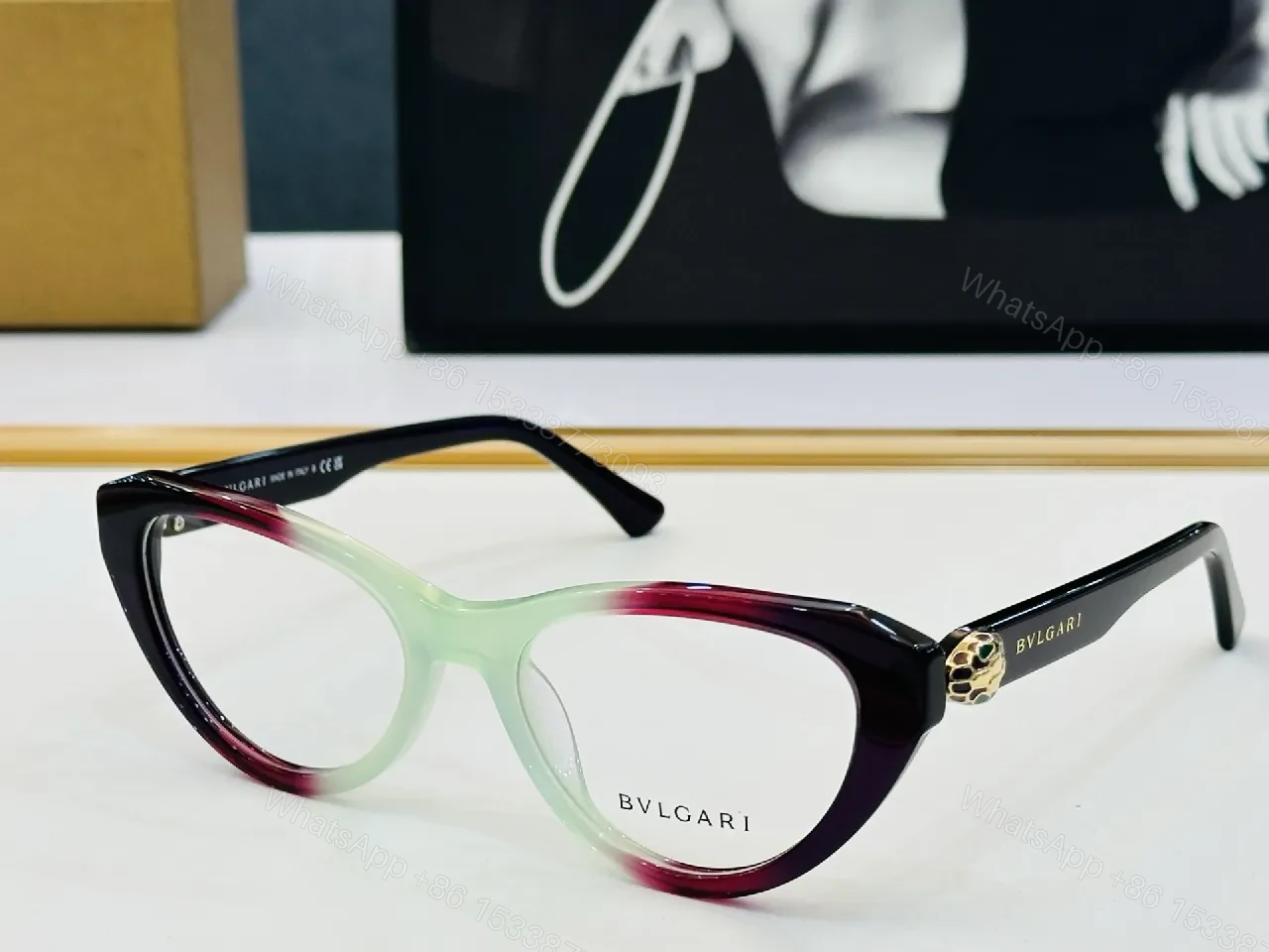 View 2 of Bold Cat-Eye Black Frames with Gold-Accent Sunglasses
