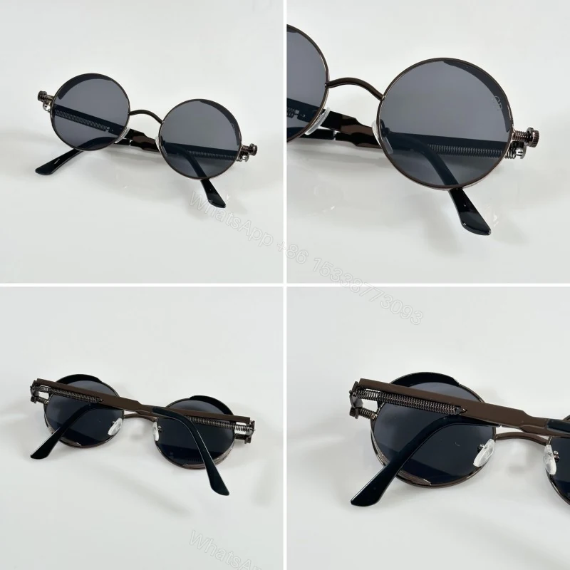 View 2 of First Copy Dior Round Black Sunglasses Metal Frame Unisex UV Protection
