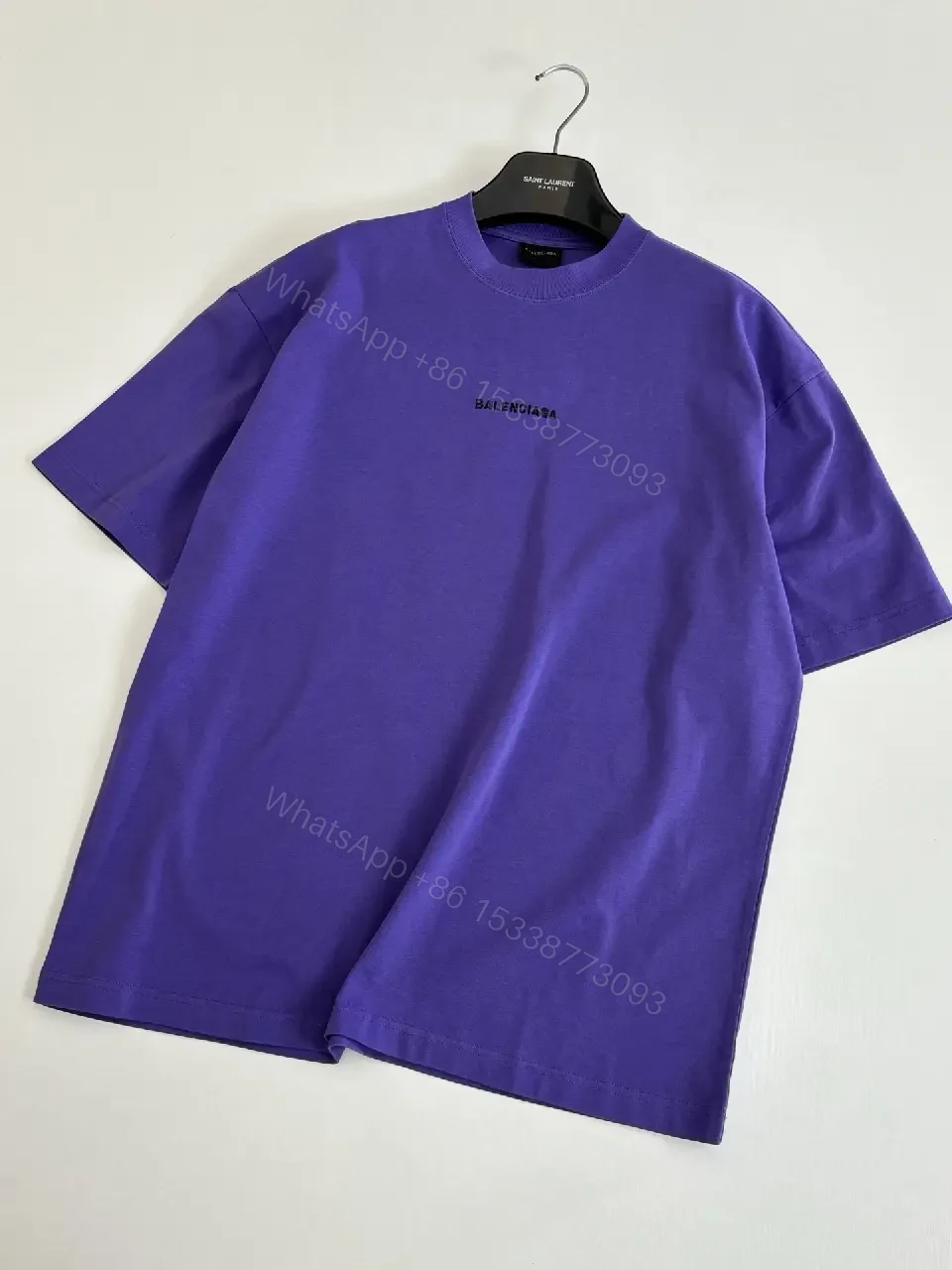 View 4 of Oversized Purple Logo Tee — Luxury Casual, Minimal Branding