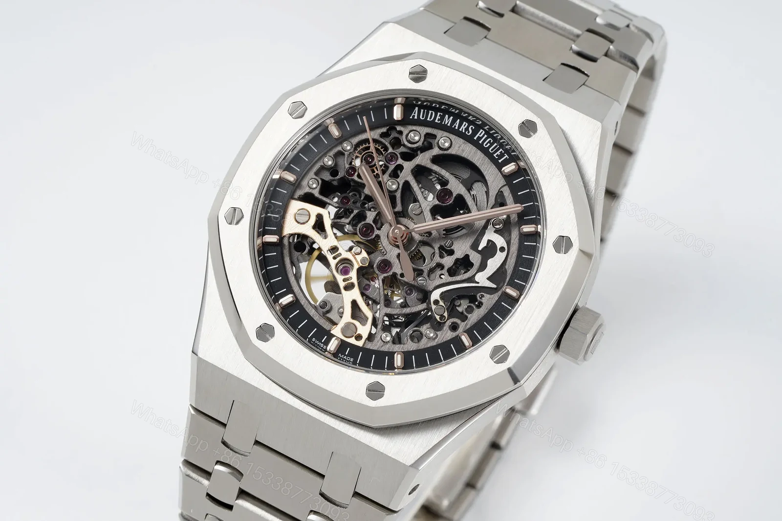 View 2 of JH Factory Audemars Piguet Royal Oak Offshore 15407ST.OO.1220ST.01 Men’s Mechanical Watch – Silver with Skeleton Dial, 41mm Case, Calibre 3132 Movement