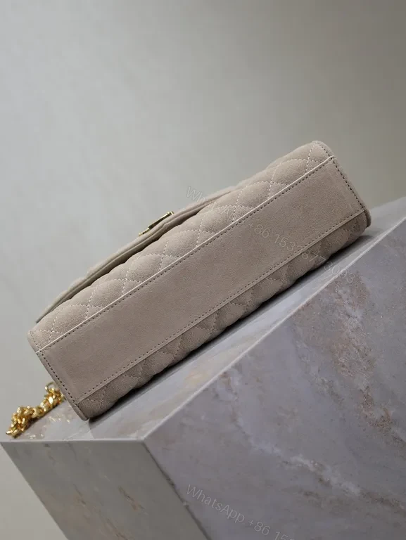 View 5 of Chic Quilted Flap Bag with Gold YSL Monogram - Luxury Crossbody