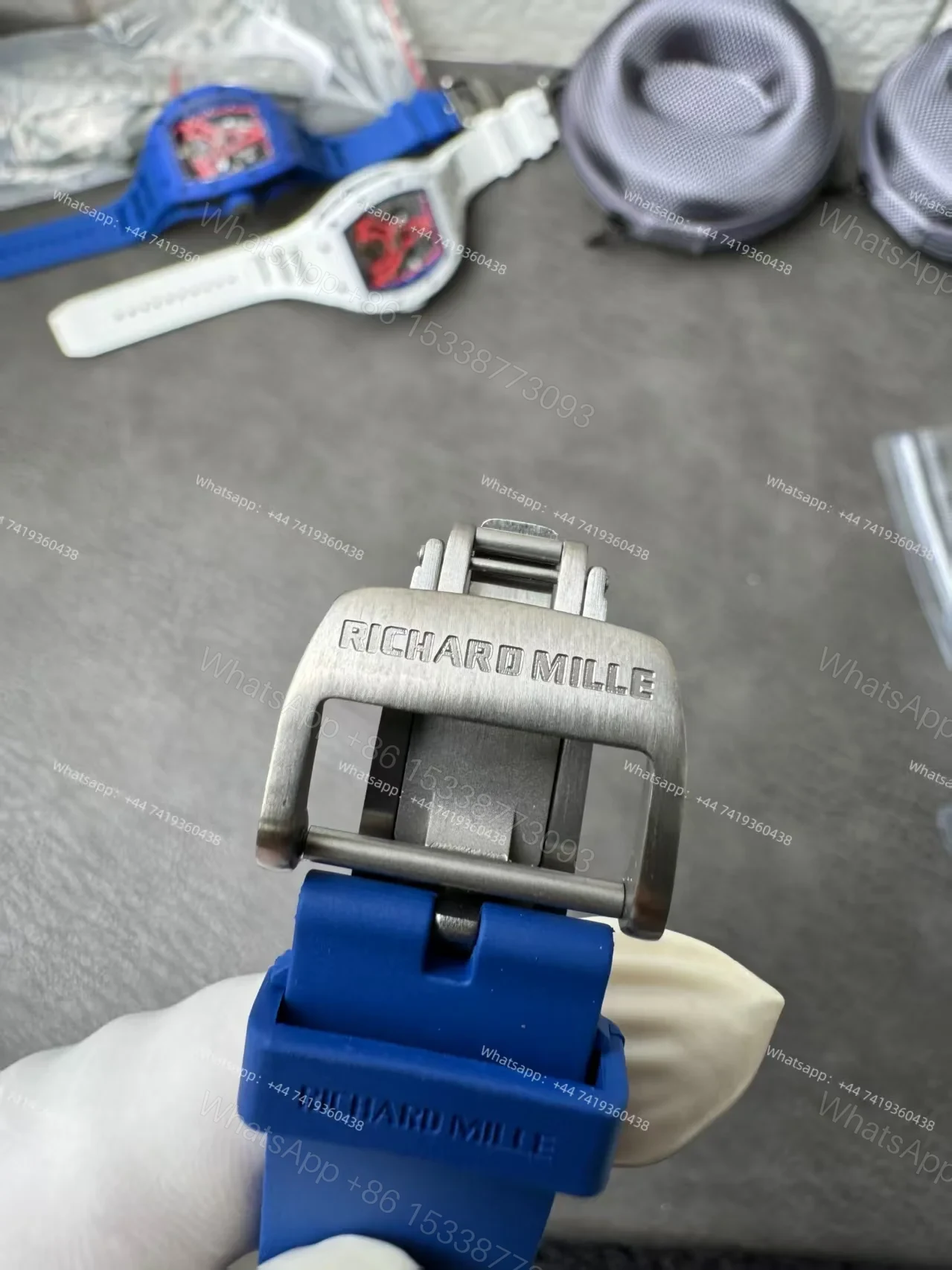 View 9 of Super Clone Richard Mille RM52-03 Paris Saint-Germain Black Ceramic Skeleton Tourbillon 1:1 Replica Watch
