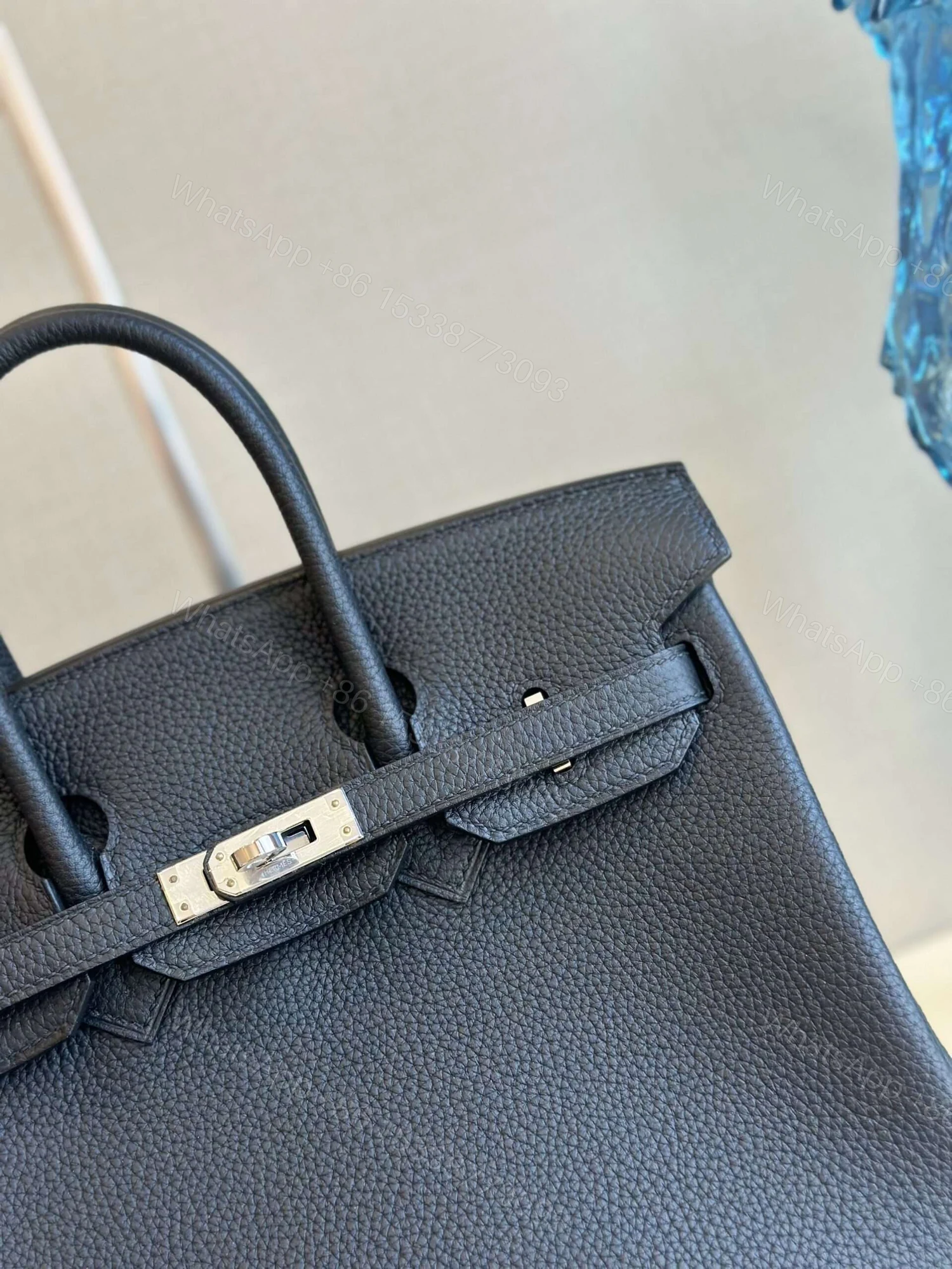 View 4 of Hermes Birkin 30 Dakr Blue Togo Leather Palladium Hardware