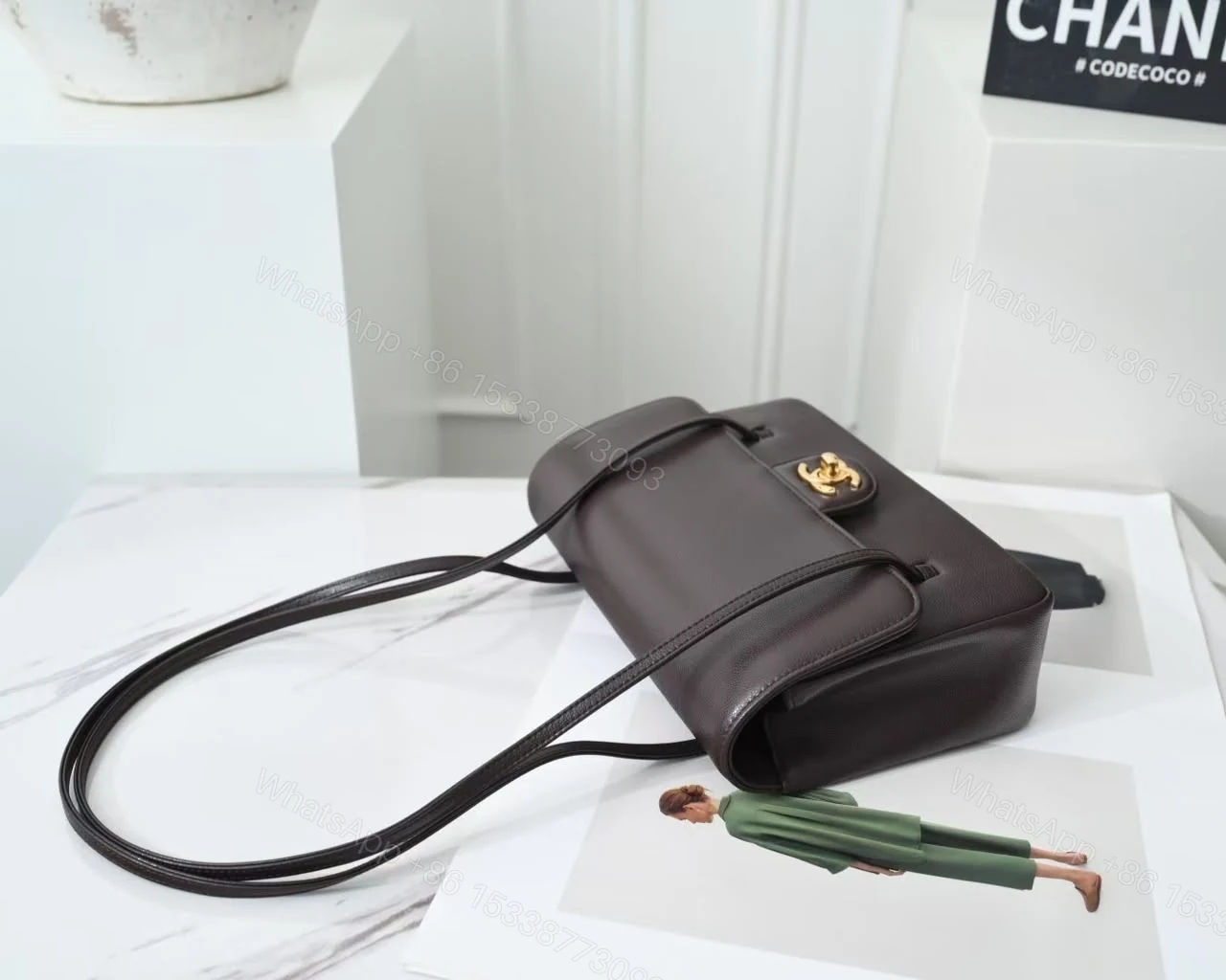 View 2 of Chanel Preppy Coco Small Flap Bag in dark brown