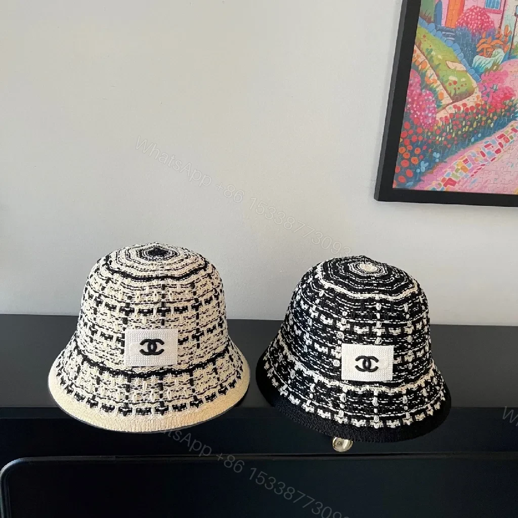 View 6 of Textured Black Bucket Hat | Tweed-Style Knit, Logo Patch, Classic