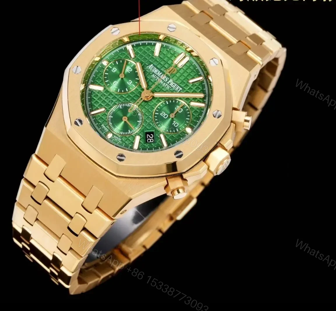 View 3 of Audemars Piguet Yellow Gold with Green Dial Replica