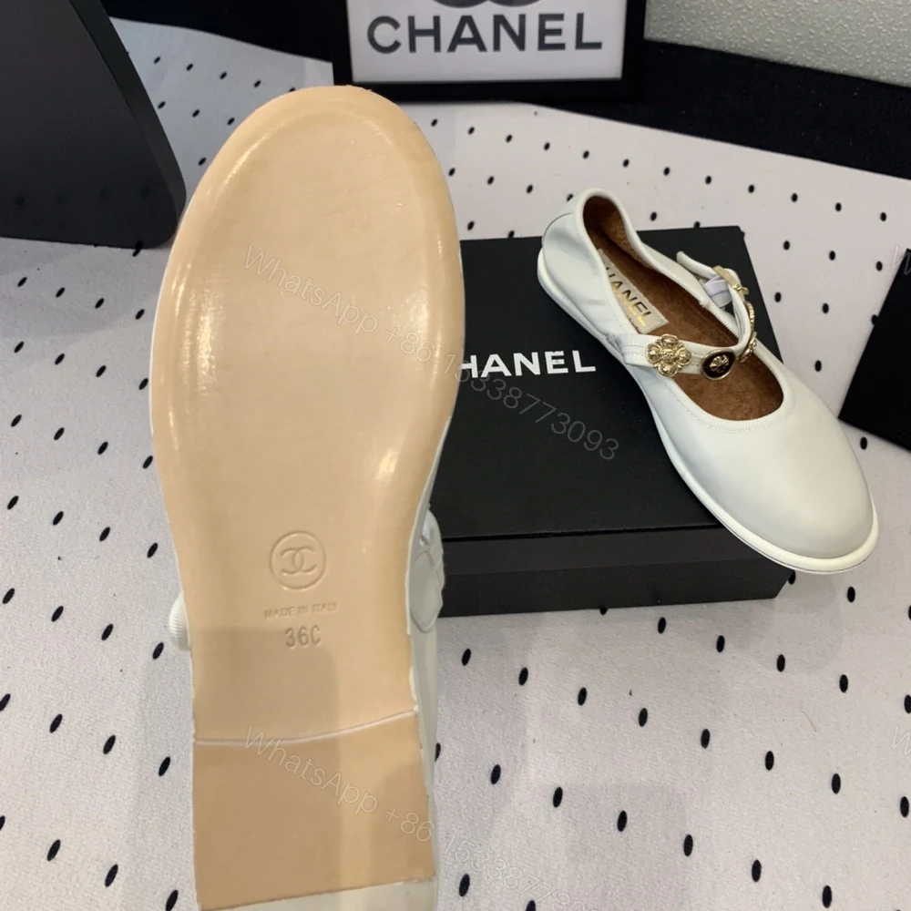 View 9 of 高仿Chanel*G45778T圓頭塔扣瑪麗珍鞋白色免檢版