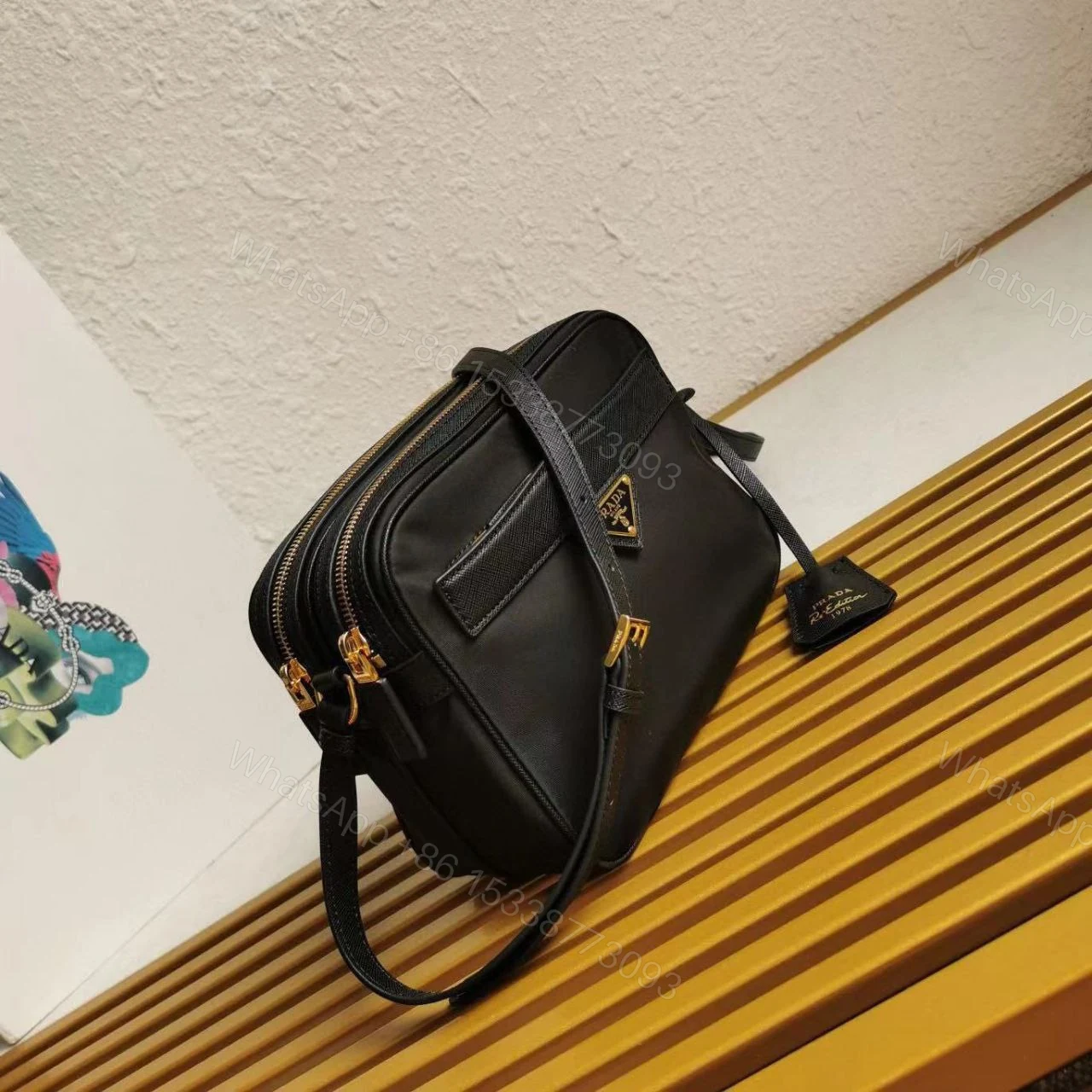 View 2 of Mini Re-Edition 1978 Re-Nylon Shoulder Bag with Leather Trim