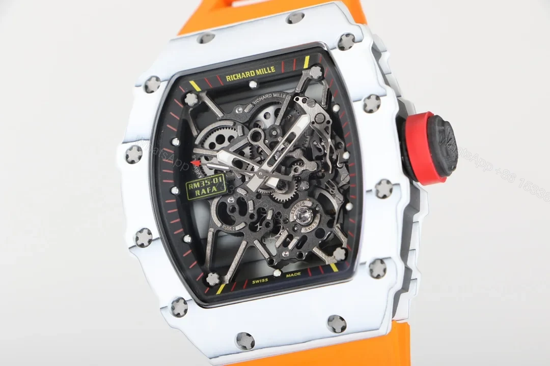 View 4 of Richard Mille RM35-01 NTPT Carbon Fiber RMUL3 White Case Orange Strap Watch RM35-01-WCASE-ORSTR
