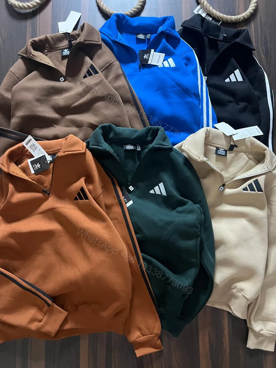 View 6 of FIRST COPY ADIDAS 3-Thread cotton fleece Half zip upper
