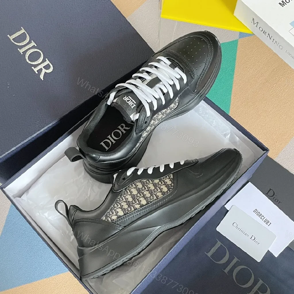 Monochrome Leather Runner: Textured Luxury Sneaker — view 1