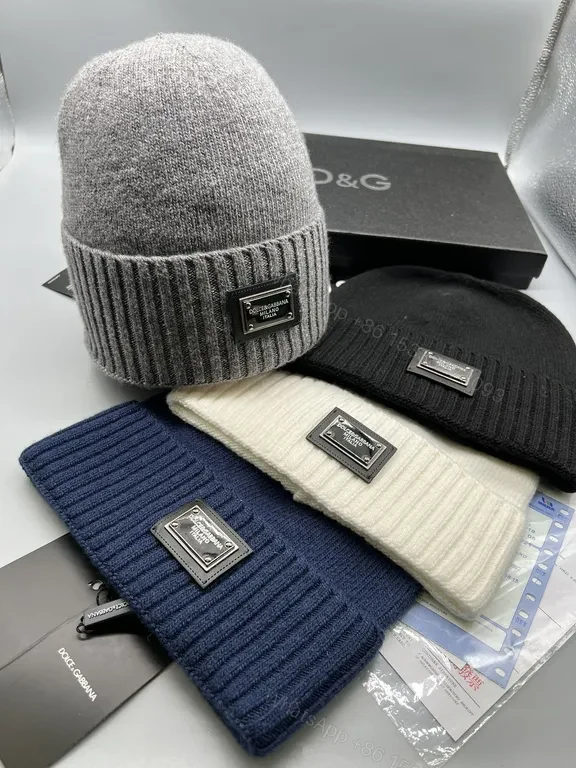View 6 of Grey Knit Beanie with D&G Plaque â€“ Luxury Urban Style, Soft Warmth