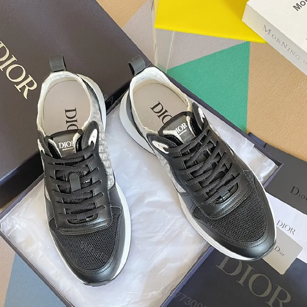 View 4 of Black Leather-Chic Low-Top Sneakers with Cushioned Sole