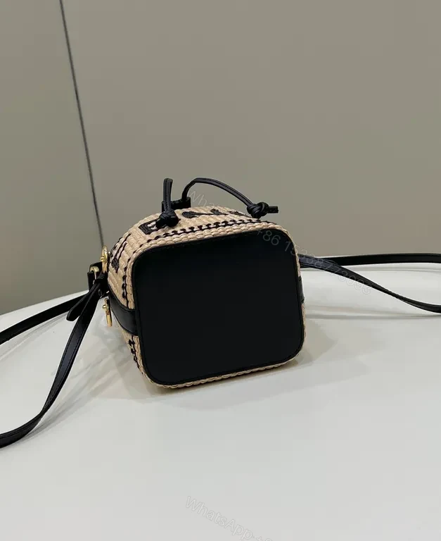 View 2 of Textured Bucket Bag with Bold Fendi Logo - Everyday Luxury Bag