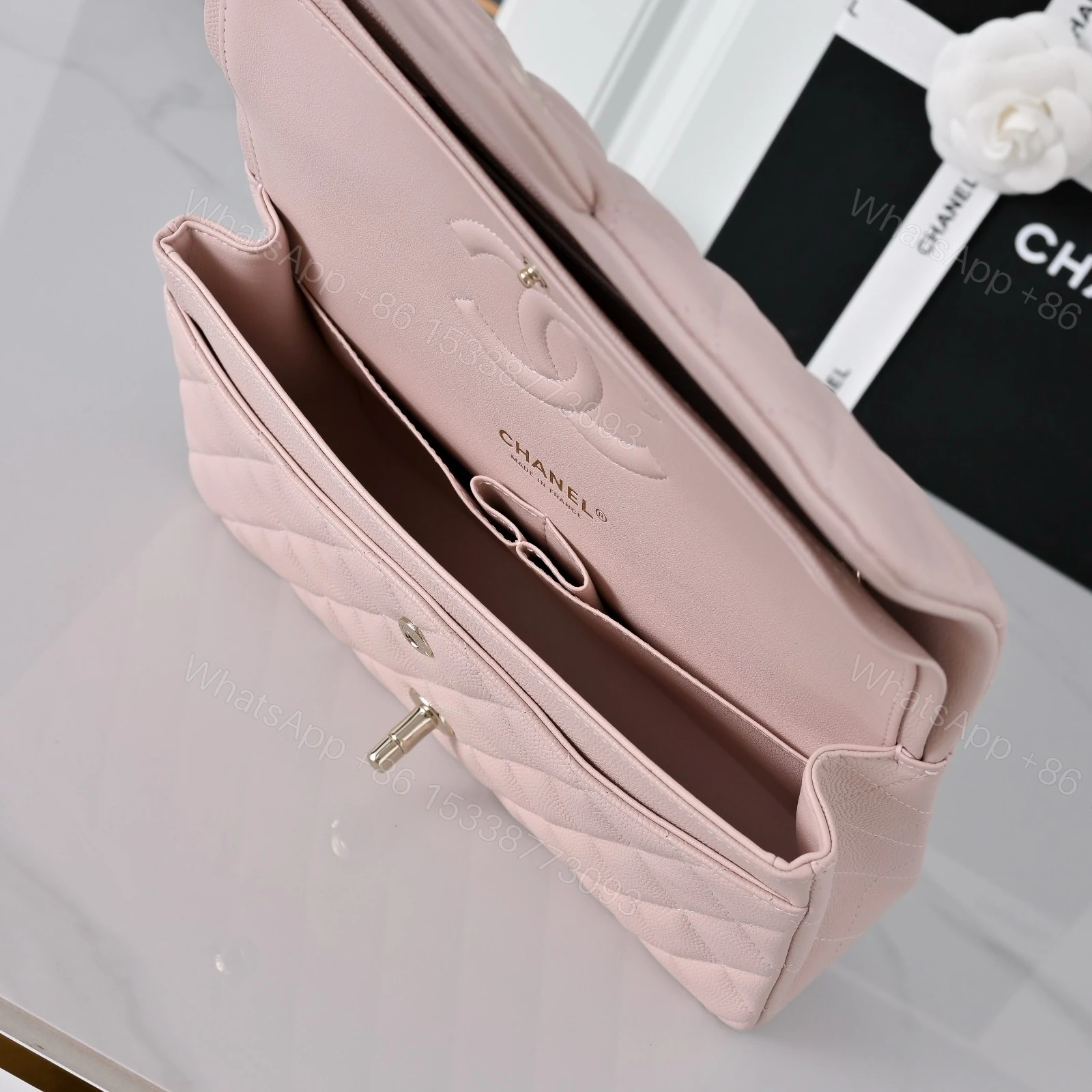 View 6 of Chanel Classic Flap Medium Light Pink Sliver Hardware
