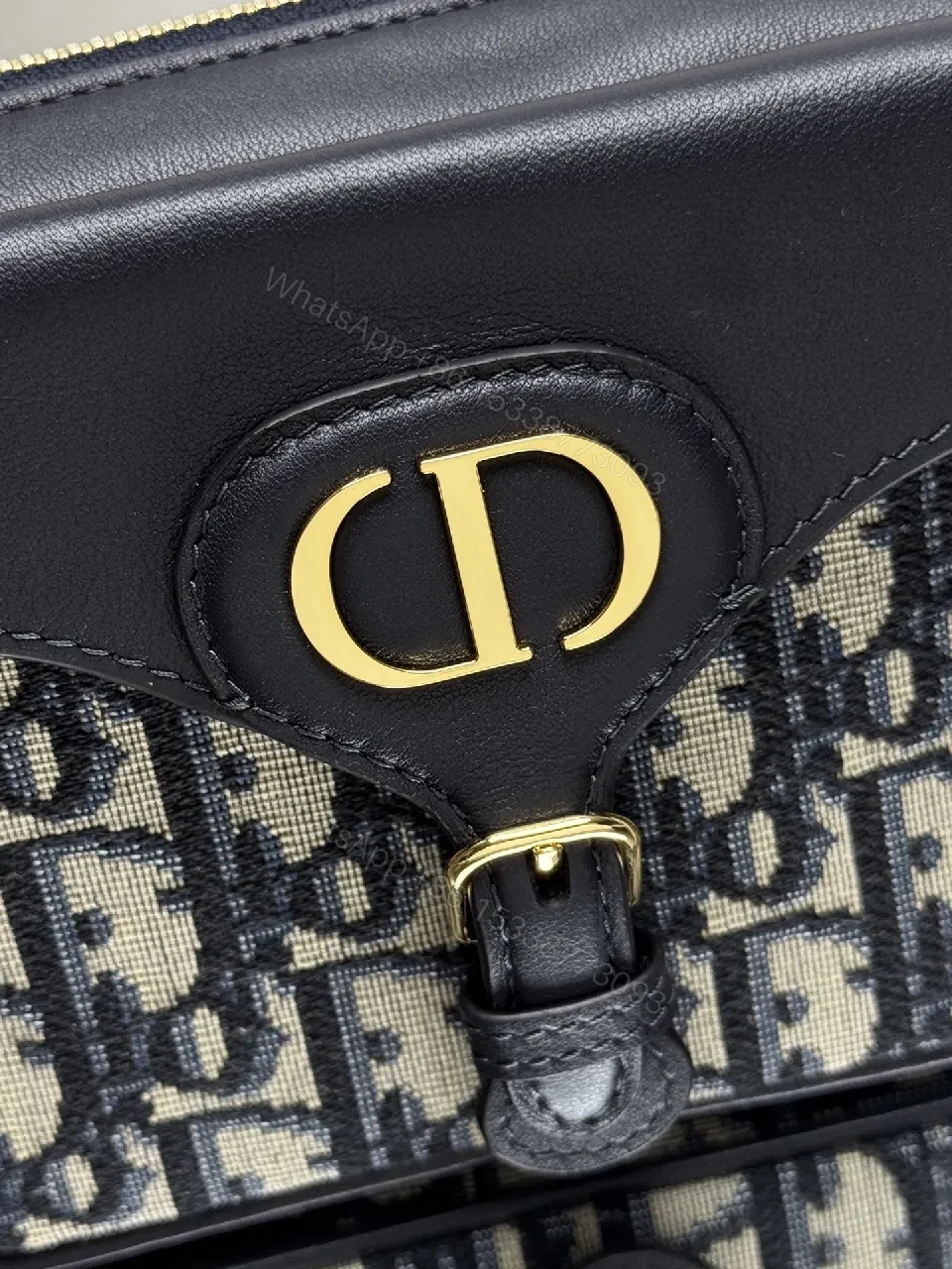 View 4 of Compact Monogram Satchel: Black Leather Trim Bag
