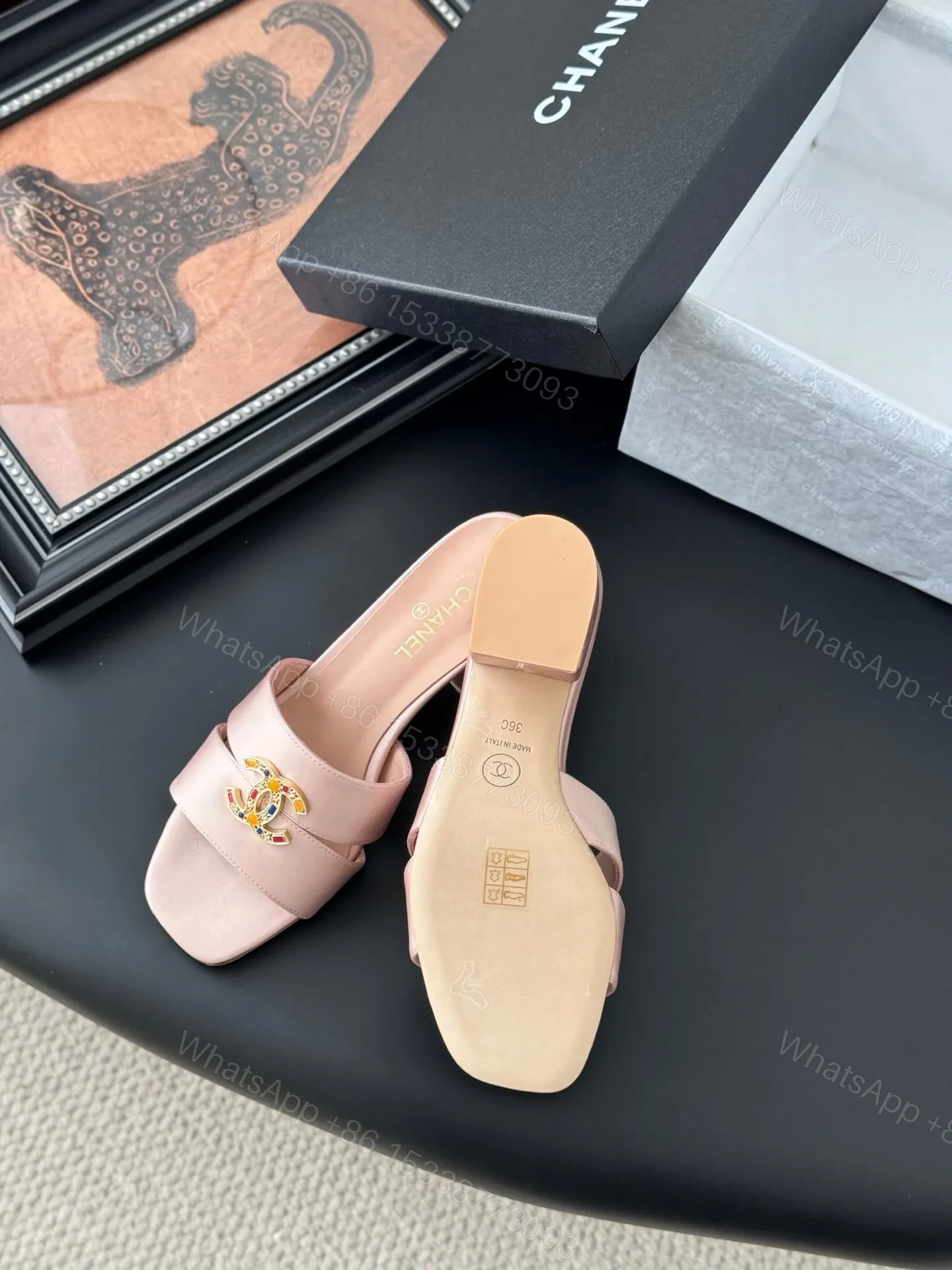 View 4 of Chanel Women Light Pink Satin Mules