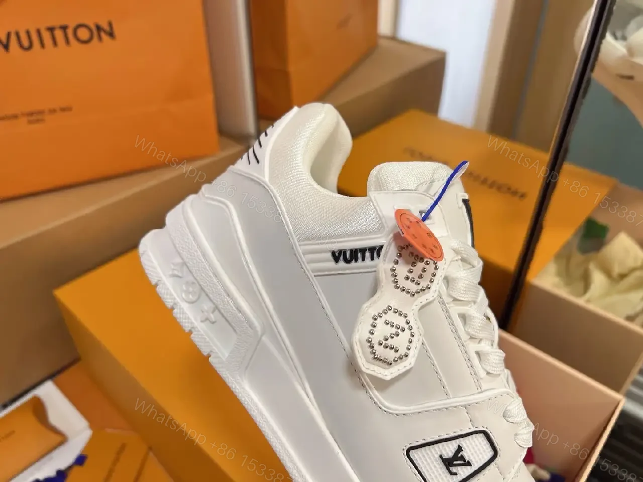 View 3 of White Leather Trainer, Modern Luxury, Everyday Comfort Sneaker