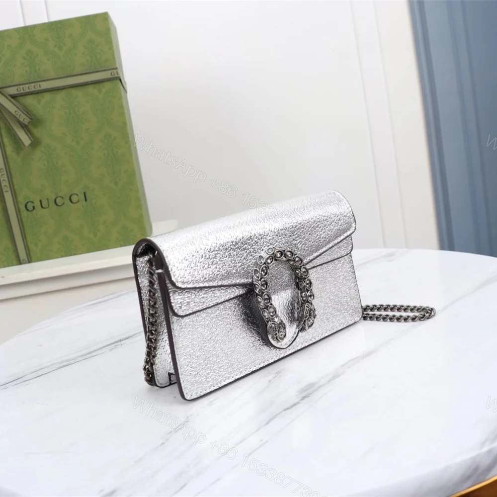 View 4 of Gucci Women Dionysus Super Mini Crossbody Bag Silver 16Cm 476432 1TRBN 8173