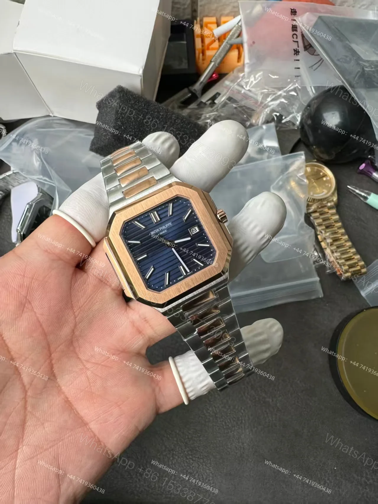 View 3 of Patek Philippe Super Clone Cubitus 5821/1AR-001 Gold & Steel Blue Dial 45MM