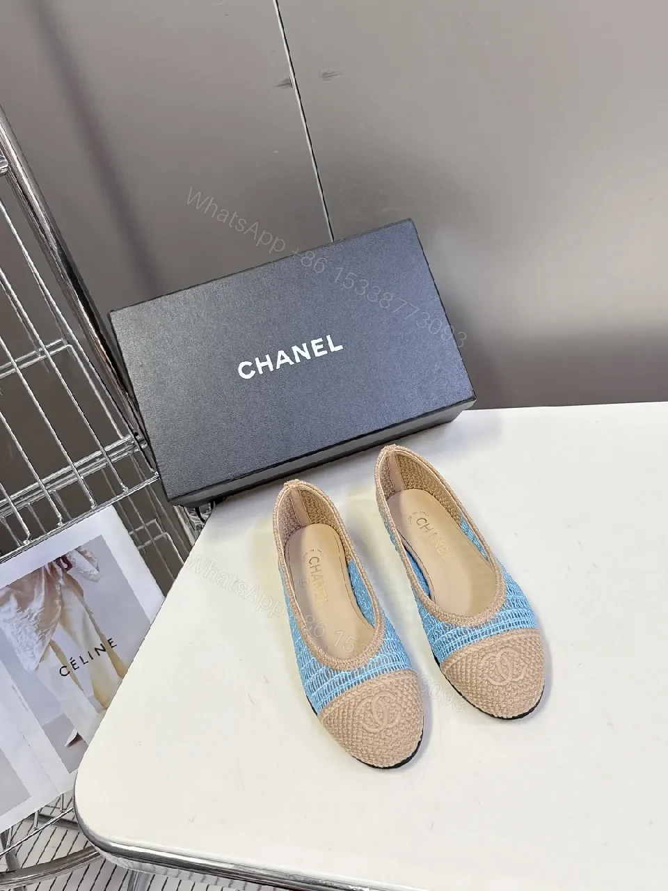 Blue Knit Espadrille Loafers: Signature Detail — view 1