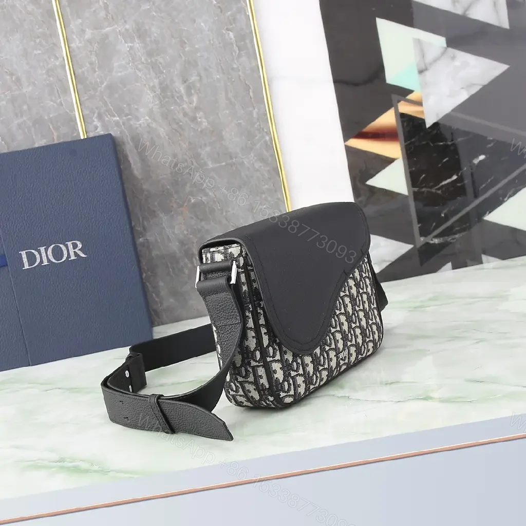 View 4 of Structured Monogram Leather Crossbody Bag: Black, Hands-Free