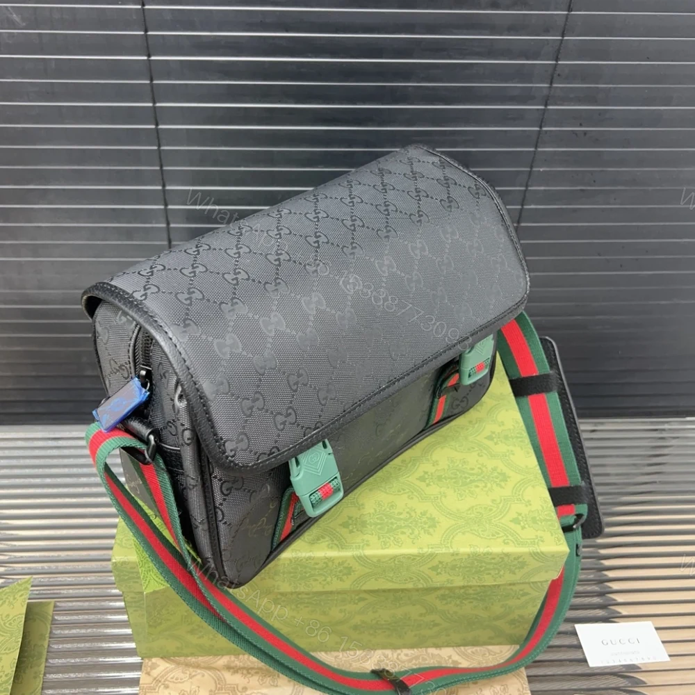 View 7 of GUCCI GG SUPREME CANVAS SMALL MESSENGER BAG BLACK 23CM