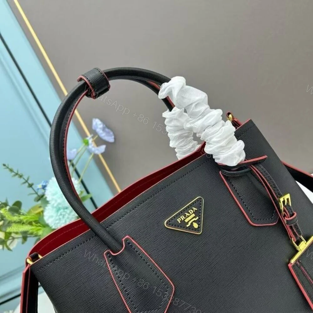 View 5 of Prada Saffiano Cuir Double Small Tote Bag Black 30Cm