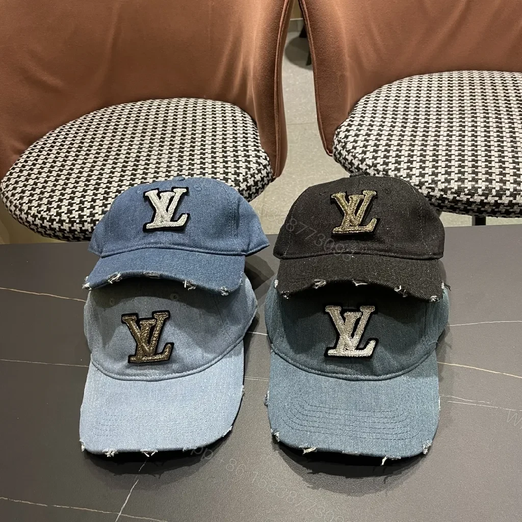 View 6 of Denim Cap with Embroidered Metallic Monogram - Everyday Luxe Cap