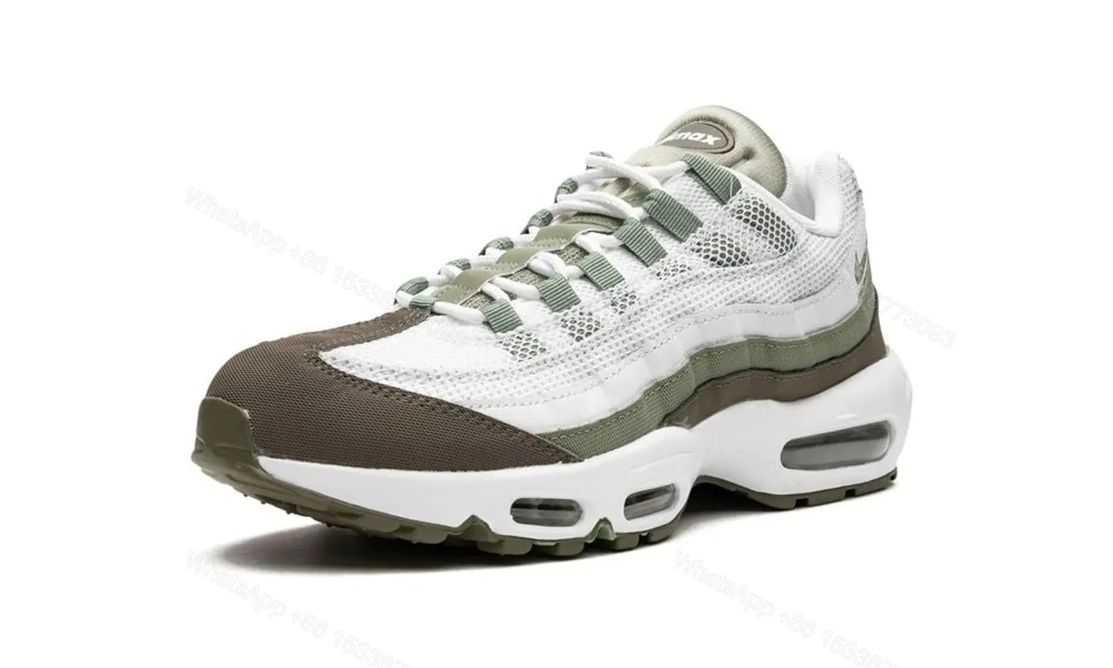 View 3 of Nike Air Max 95 White Medium Olive Oil Green FD0780-100