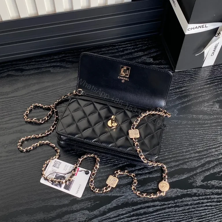 View 9 of Chanel-Style Quilted Flap Bag - Classic Black Leather