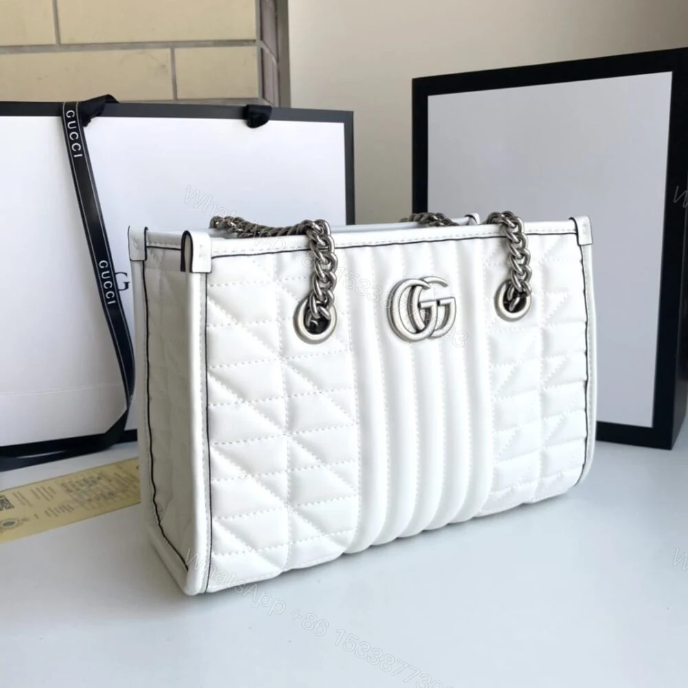 View 3 of Gucci GG Marmont Small Tote Bag White 26Cm 681483 UM8BN 9022