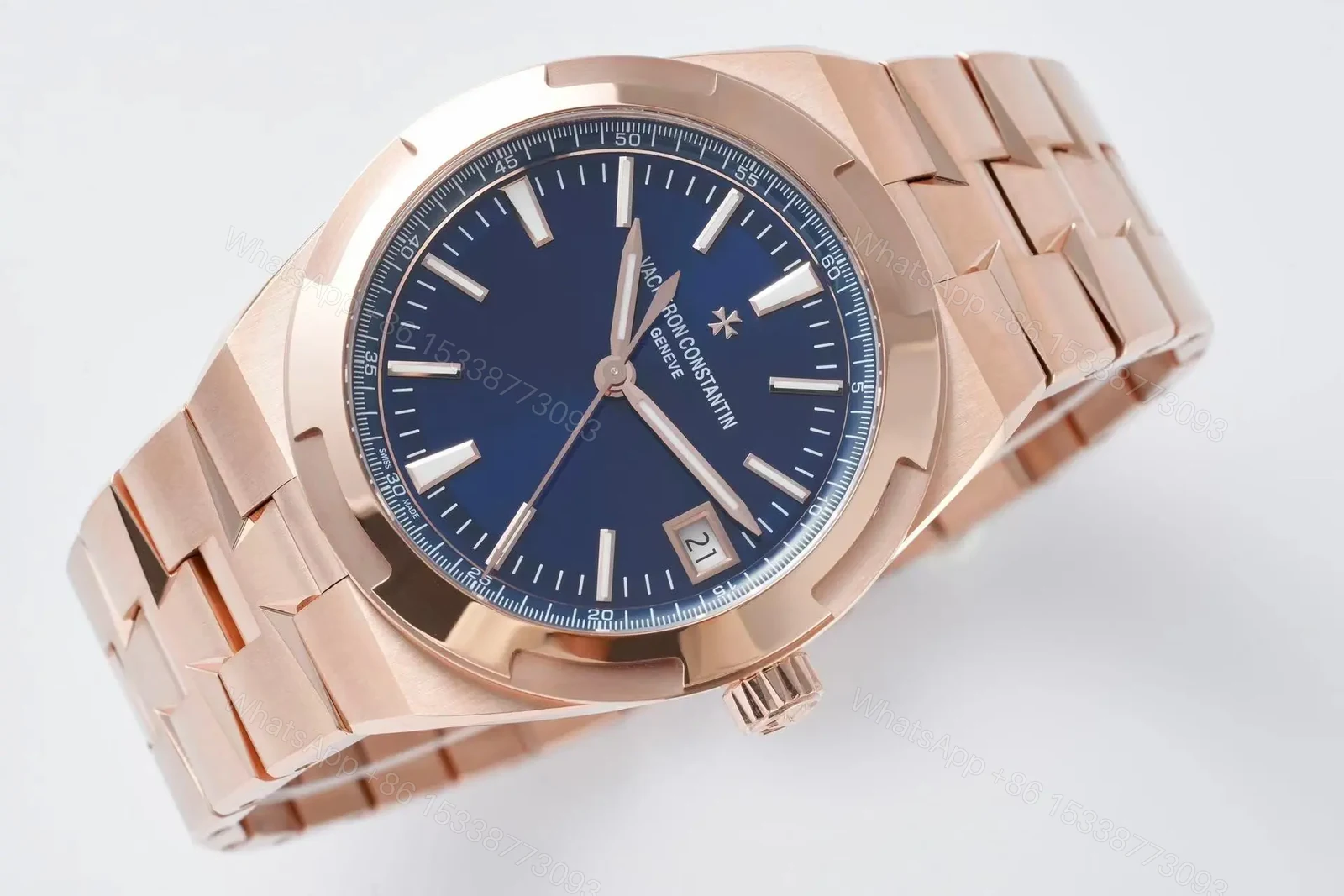 View 4 of PPF Factory Vacheron Constantin Overseas 4500V Series Rose Gold Blue Dial Automatic Watch – 41mm Case with Interchangeable Steel and Rubber Straps