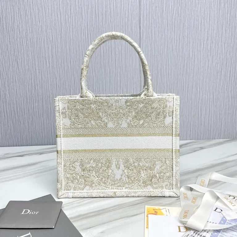 View 6 of Champagne Dior Jacquard Tote: Subtle Shine, All-Day Luxe