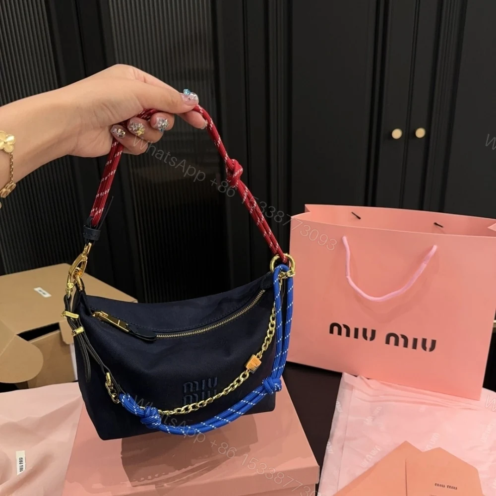 View 3 of MIUMIU GABARDINE POUCH INDIGO AND AMARANTH 18CM 5NE841 2IA7 F04GM