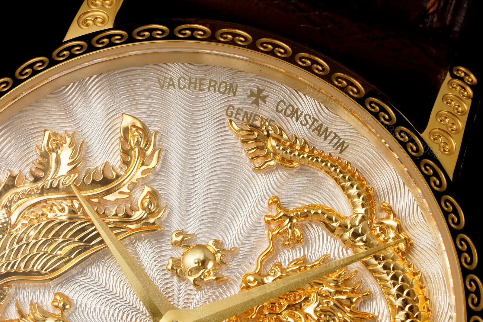 View 4 of Vacheron Constantin Dragon Replica 41MM Premium Gold Case Brown Leather Strap Tourbillon Edition RG-VC-DRAGON-GOLD-41